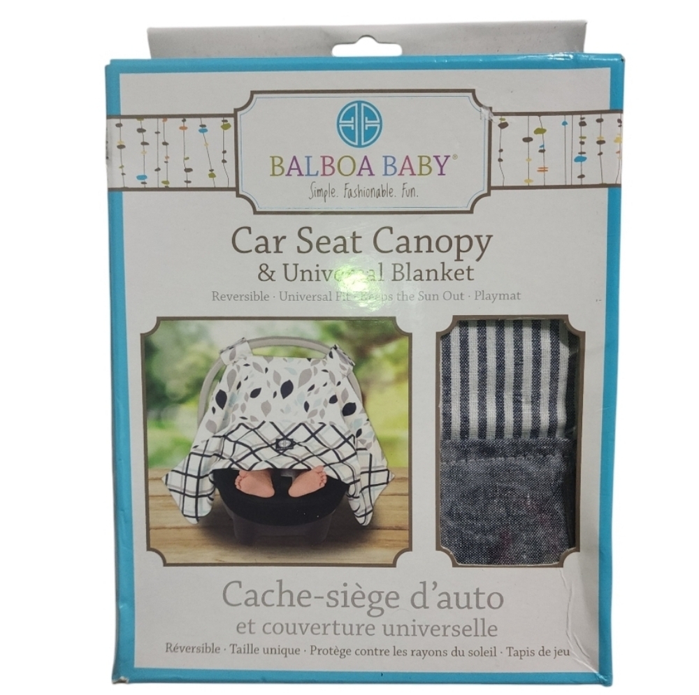 Balboa Baby Car Seat COVER Reversible Stiped & Denim Cover Universal Blanket NIB
